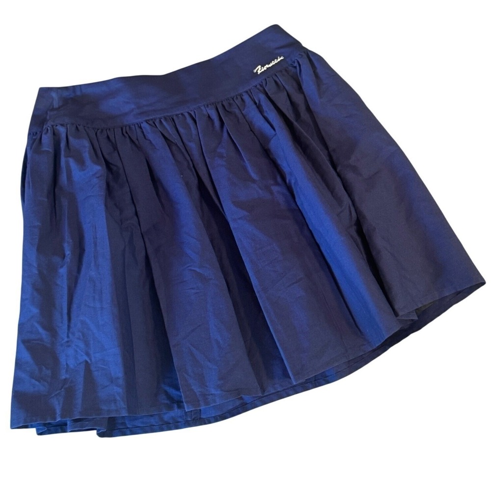 Fiorucci Skater Skirt Women's IT 40 US 2–4 Blue Pleated‎ A-Line Zip Back NWT Y2K